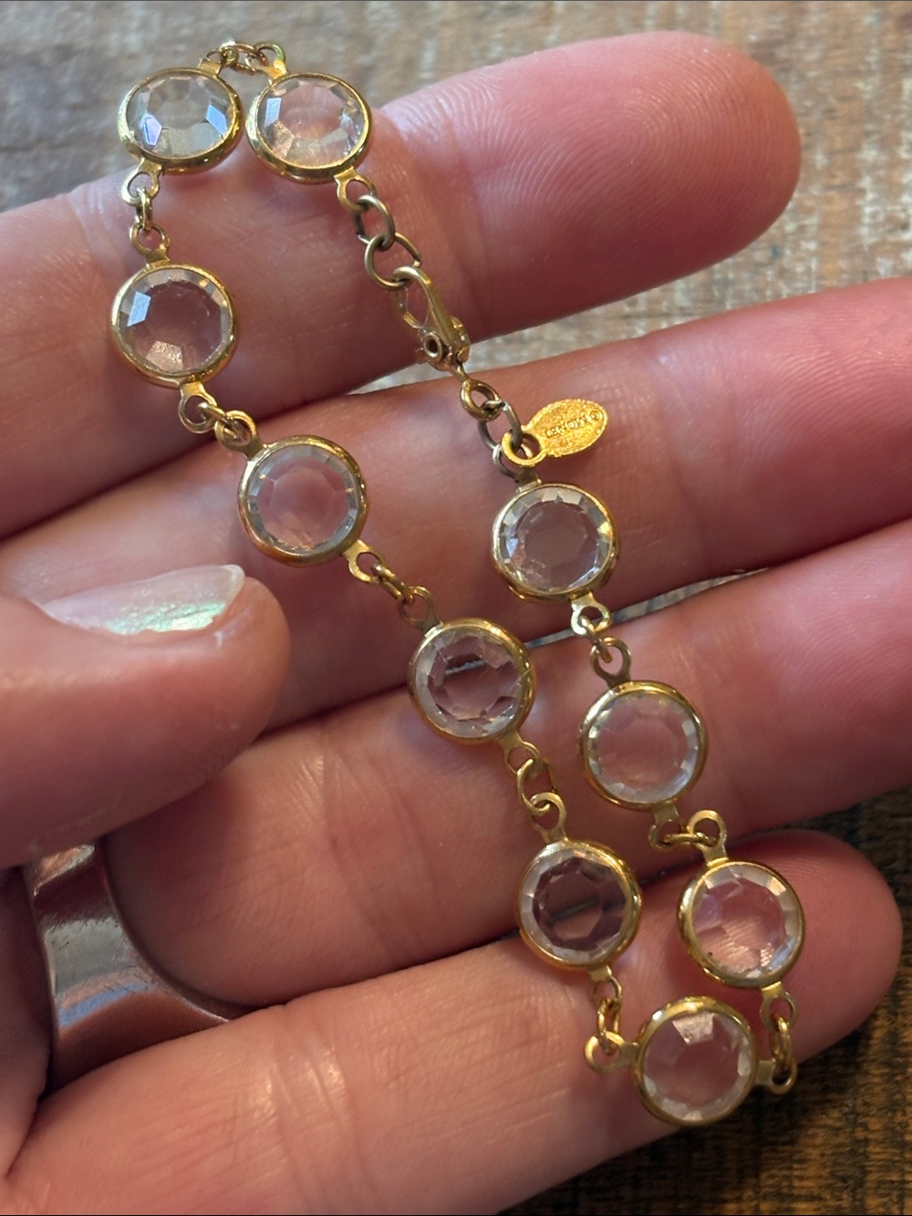 Gorgeous Vintage Gold Crystal Station Bracelet - MONET